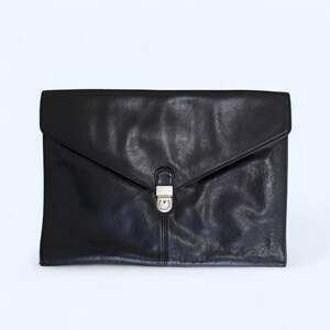 Kenneth Cole New York Black Leather Envelope Clutch Portfolio Bag